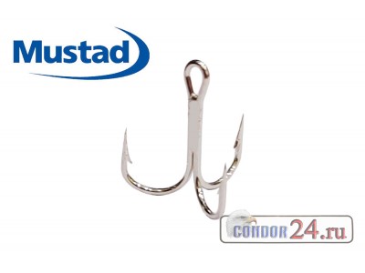 Крючки тройные Mustad Round Bend Treble 35647, цвет никель, упаковка 10 шт.